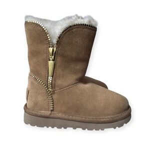 UGG Girls Florence Chestnut Zipper Boots Size 10 Kids